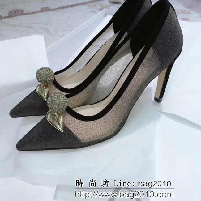 DIOR迪奧 Christian Dior網紗嘴唇 水鑽圓球 高跟鞋 QZS1350